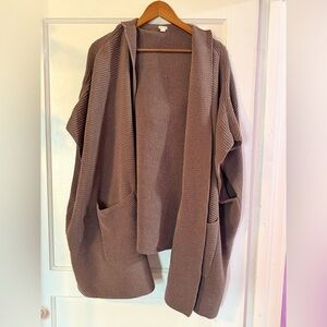 aerie Open-Front Hooded Knit Cardigan poncho